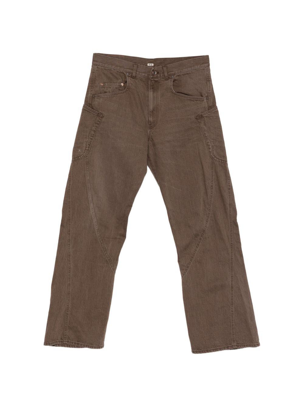 Jeans a gamba dritta con design a pannelli in marrone Khoki - uomo 