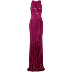 Abito lungo con paillettes black flower in viola Jenny packham - donna 