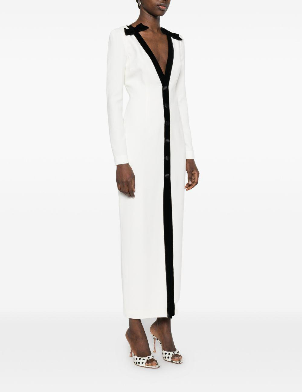 Abito lungo con fiocco in bianco e nero Alessandra Rich - donna 