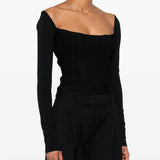 Top con motivo in rilievo in nero Mugler - donna 