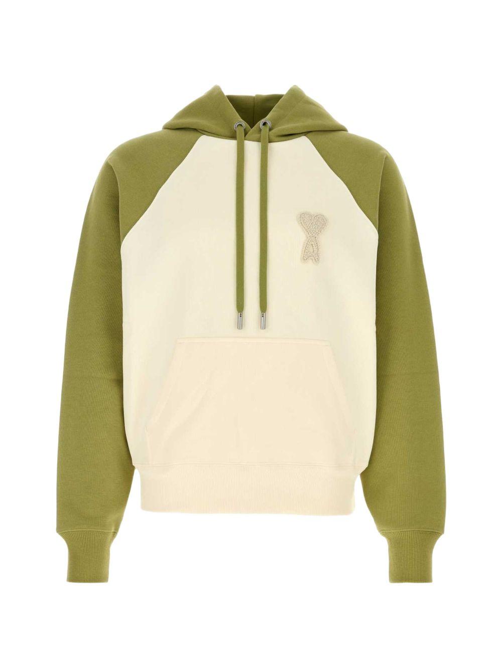 Felpa bicolore in bianco e verde  Ami paris - unisex 