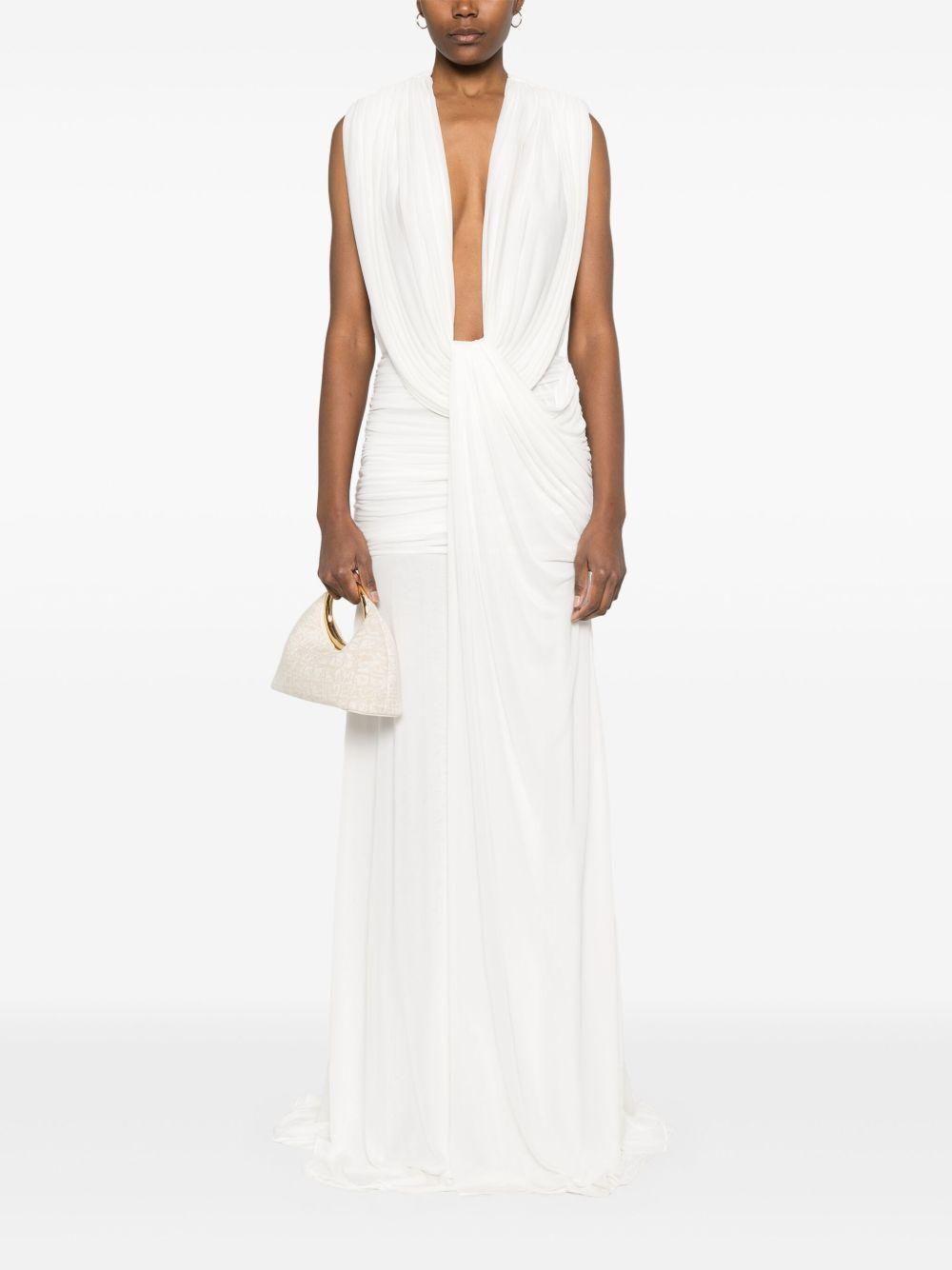 Abito maxi con scollo profondo in bianco Christopher esber - donna 