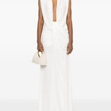 Abito maxi con scollo profondo in bianco Christopher esber - donna 