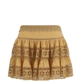 Gonna mini ricamata in beige CHARO RUIZ IBIZA 1989 