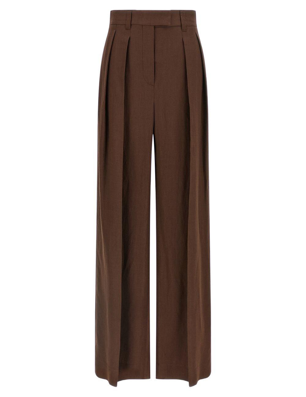 Pantaloni plissé in marrone Brunello cucinelli - donna 