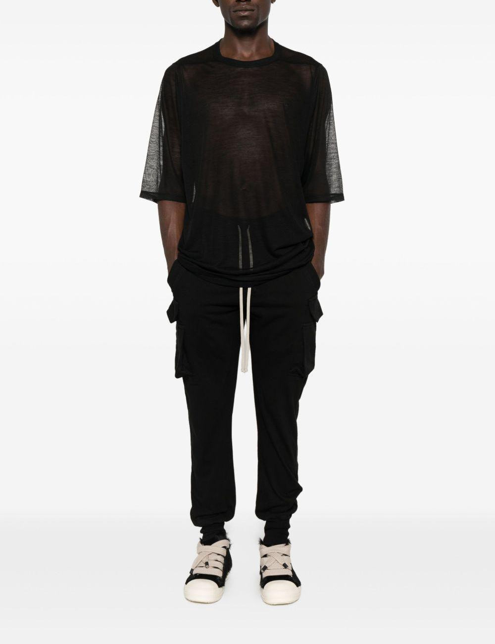 T-shirt in lana trasparente in nero Rick owens - uomo 