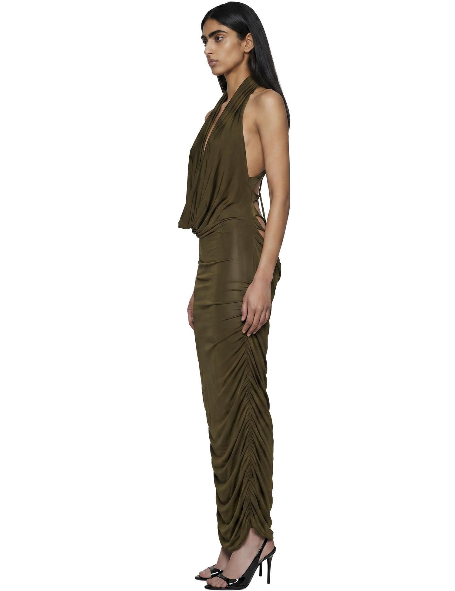 Abito midi con scollo a V profondo in verde Blumarine - donna 