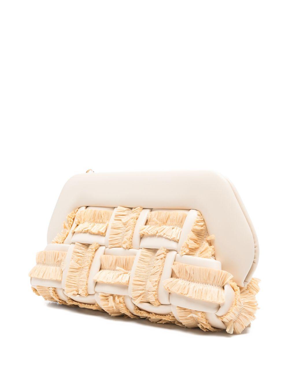 Clutch bios con inserti in rafia in avorio e beige Themoirè - donna 