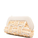 Clutch bios con inserti in rafia in avorio e beige Themoirè - donna 