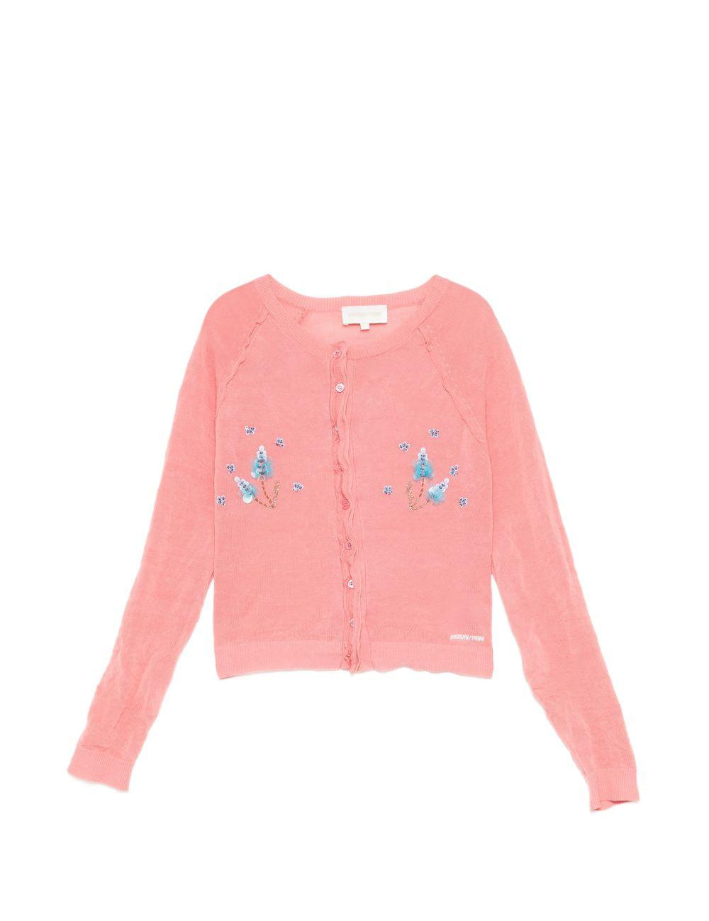 Cardigan con ricamo in rosa Shushu/tong - donna 
