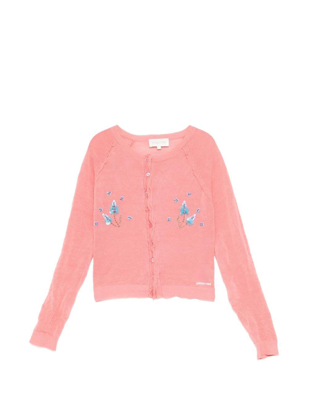 Cardigan con ricamo in rosa Shushu/tong - donna 