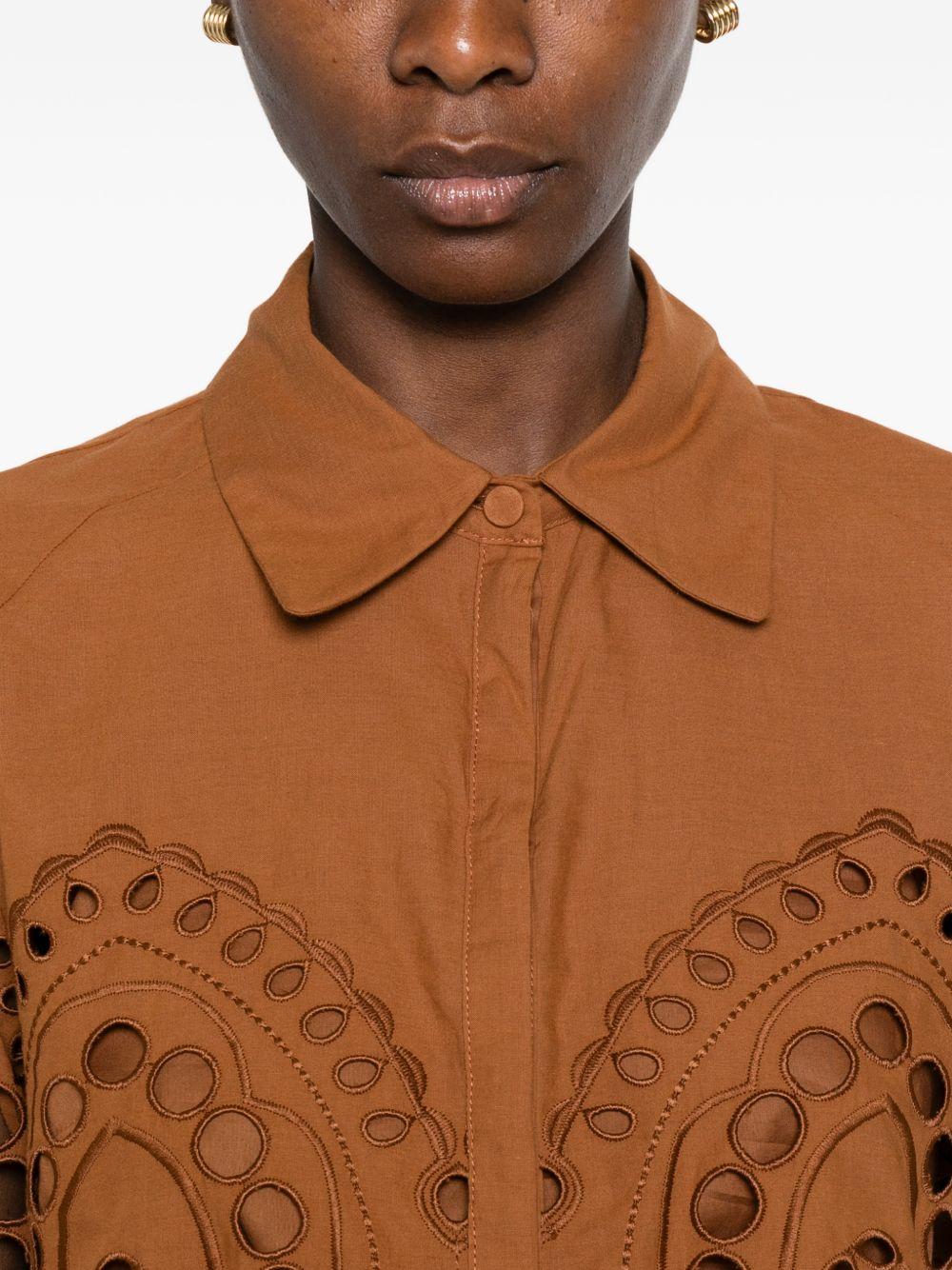 Camicia cropped in broderie-anglaise storm in marrone Charo ruiz ibiza 1989 - donna 