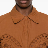 Camicia cropped in broderie-anglaise storm in marrone Charo ruiz ibiza 1989 - donna 