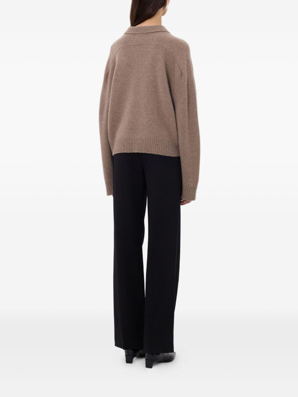 Maglione Polo boxy in beige Loulou De Saison - donna 