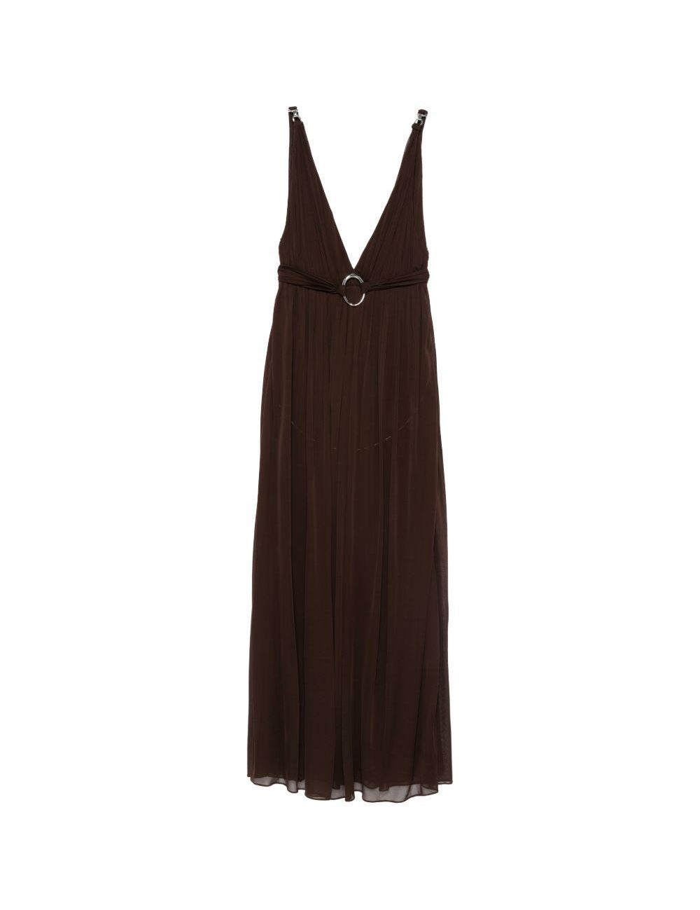 Abito maxi con scollo a V in marrone Tory Burch - donna 