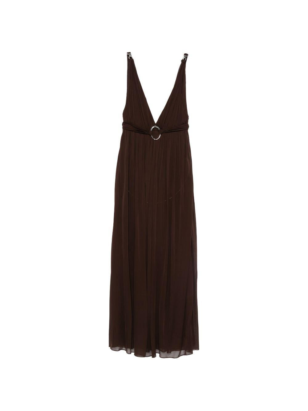 Abito maxi con scollo a V in marrone Tory Burch - donna 