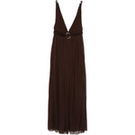 Abito maxi con scollo a V in marrone Tory Burch - donna 