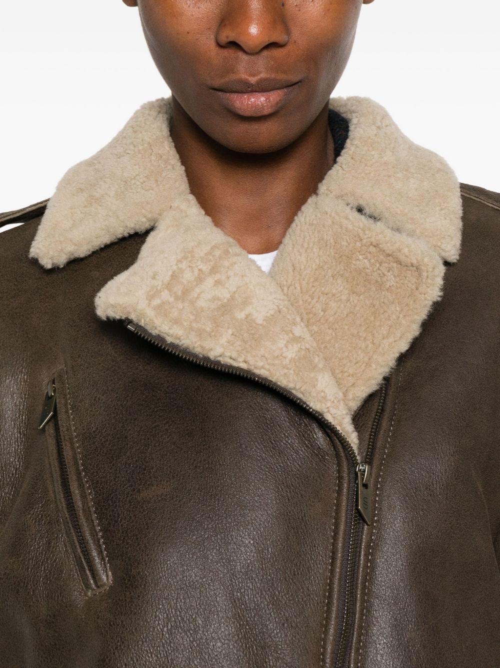 Giacca in pelle con zip in marrone Salvatore santoro - donna 