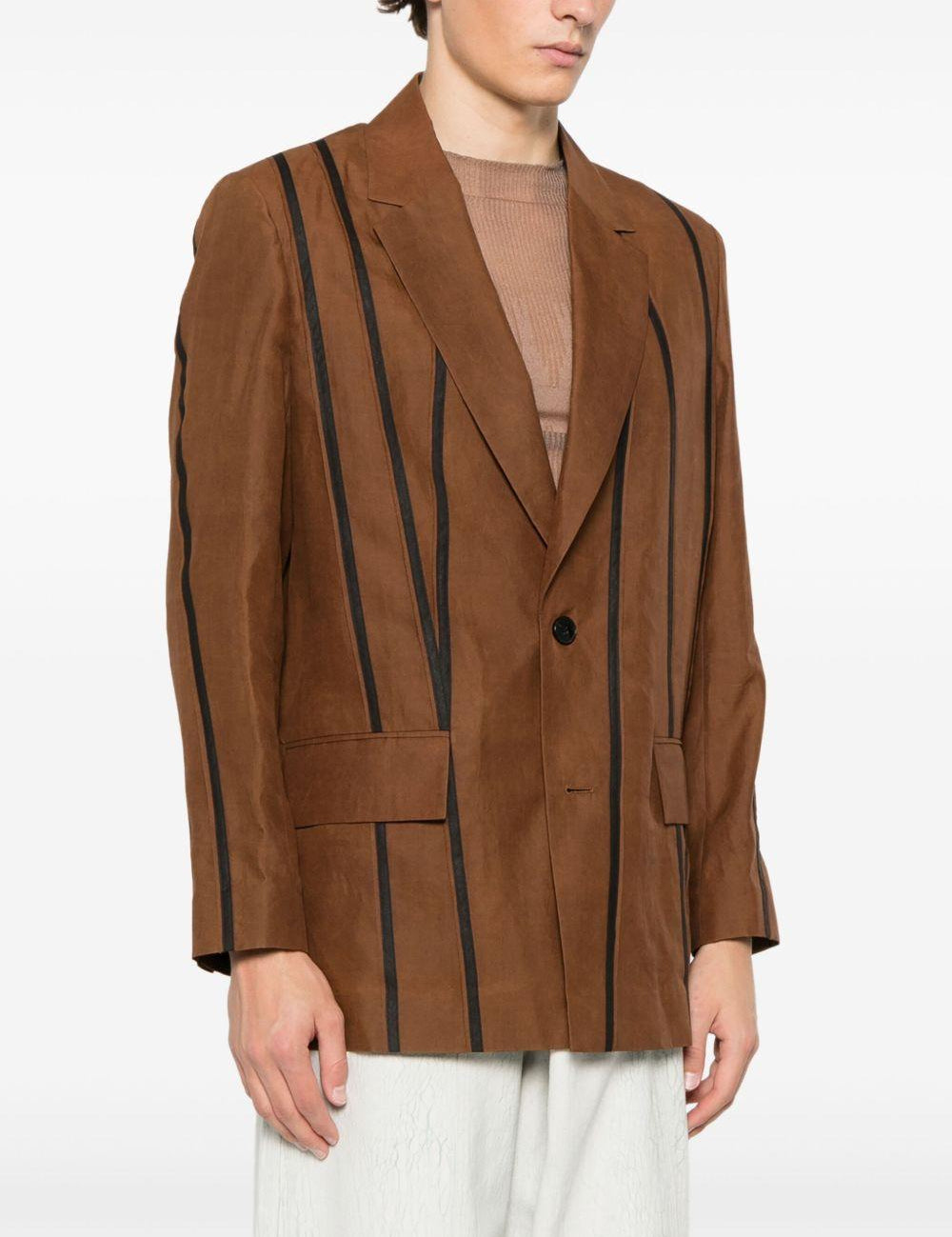 Blazer con righe in marrone Feng Chen Wang - uomo 