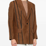 Blazer con righe in marrone Feng Chen Wang - uomo 