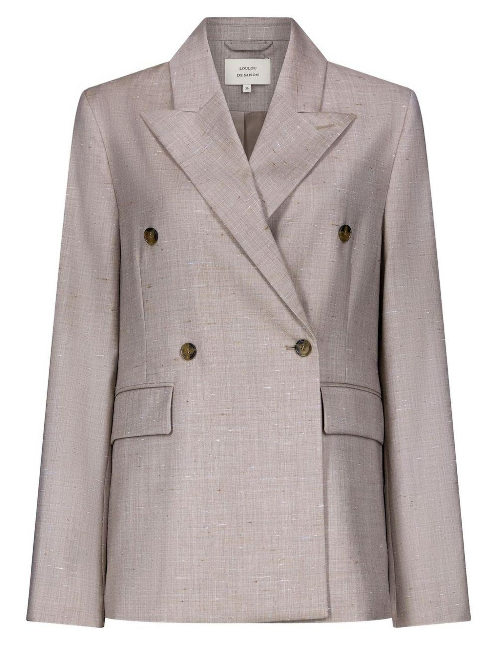 Blazer doppiopetto Norma con revers a lancia in taupe Loulou de saison - donna 