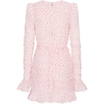 Abito con ruches a pois in rosa 