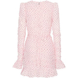 Abito con ruches a pois in rosa 