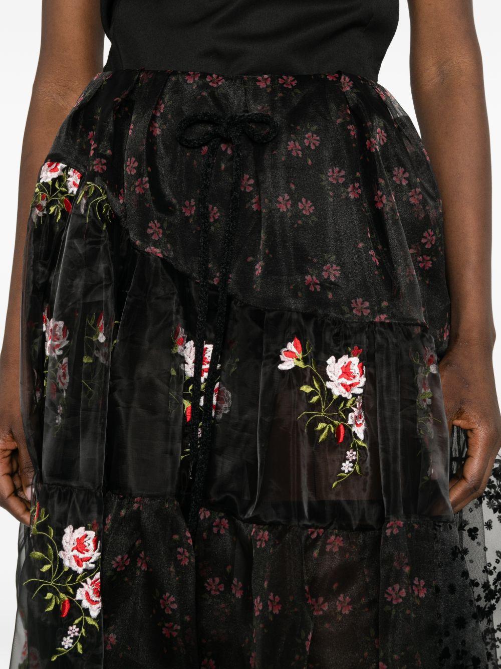Gonna midi a fiori in nero Simone Rocha - donna 