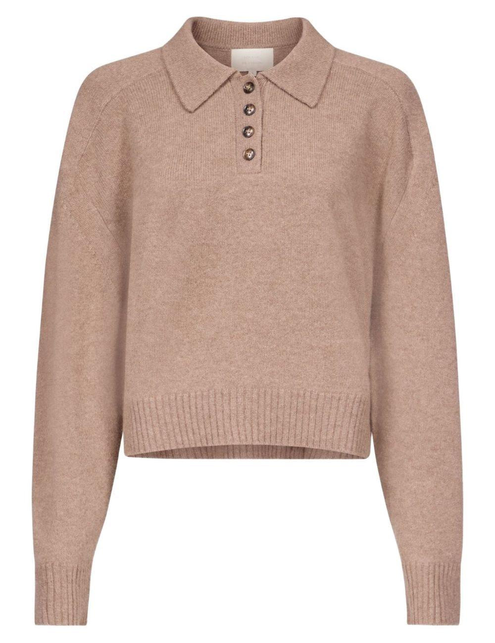 Maglione Polo boxy in beige Loulou De Saison - donna 