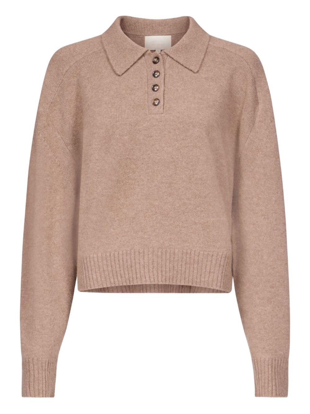 Maglione Polo boxy in beige Loulou De Saison - donna 