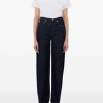 Jeans Samur a cinque tasche con logo e toppa in blu Loulou de saison - donna 