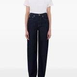Jeans Samur a cinque tasche con logo e toppa in blu Loulou de saison - donna 