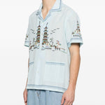 Camicia ricamata in azzurro Baziszt - uomo 