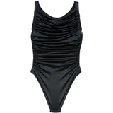 Costume da bagno con scollo arricciato in nero Venuja - donna 
