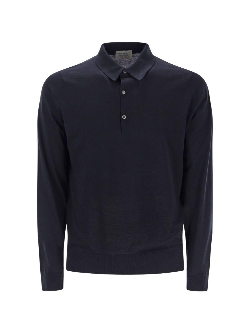 Polo Bradwell a maniche lunghe in blu John smedley - uomo 