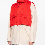 Giacca smock con cappuccio in bianco e rosso Barbour x kaptain sunshine - uomo 