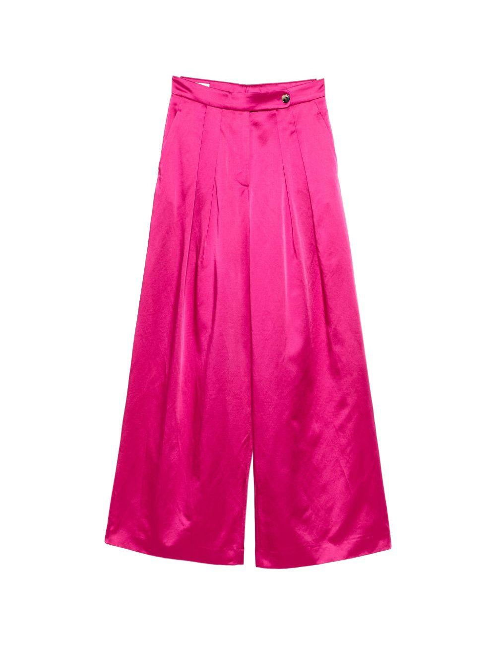 Pantaloni a gamba larga con design satinato pamploma in rosa Dries van noten - donna 
