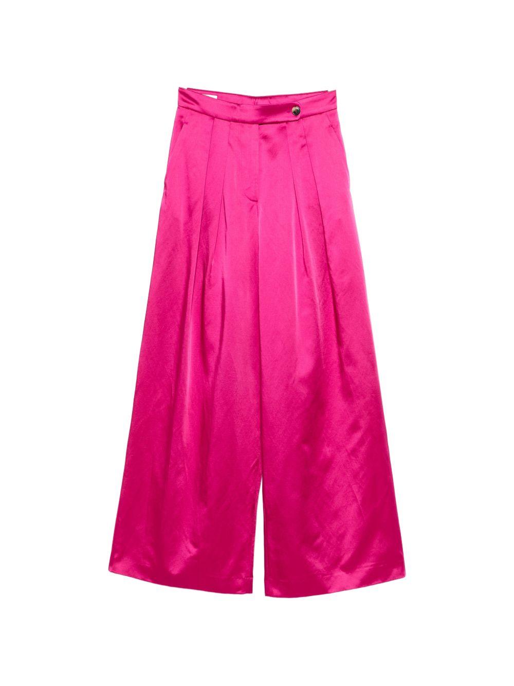 Pantaloni a gamba larga con design satinato pamploma in rosa Dries van noten - donna 