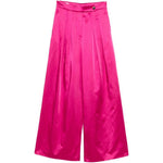 Pantaloni a gamba larga con design satinato pamploma in rosa Dries van noten - donna 