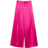 Pantaloni a gamba larga con design satinato pamploma in rosa Dries van noten - donna 