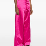 Pantaloni a gamba larga con design satinato penn in rosa Dries van noten - donna 