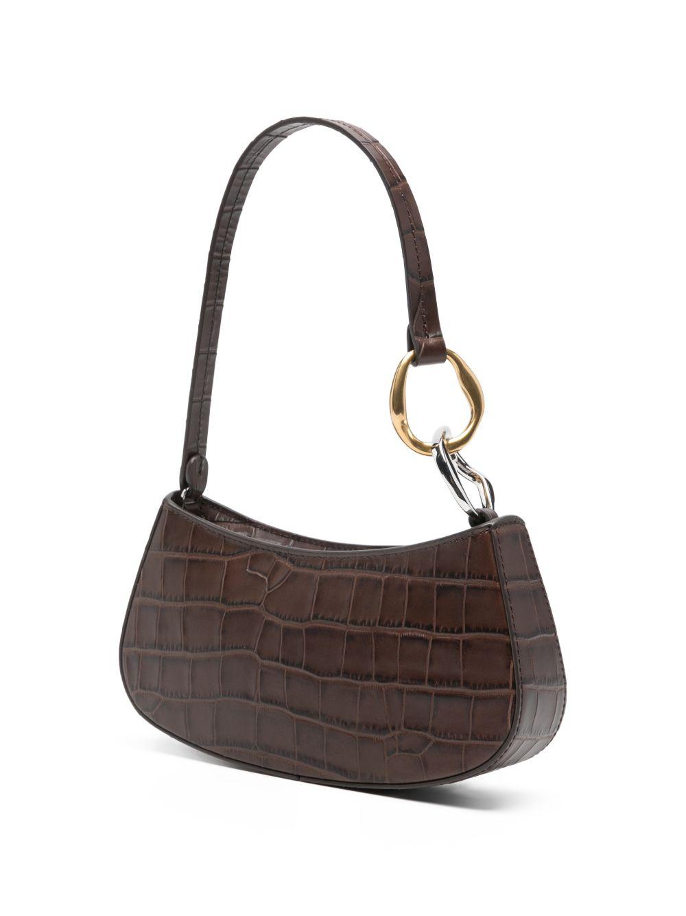 Borsa a spalla Ollie in stampa cocco marrone Staud - donna 