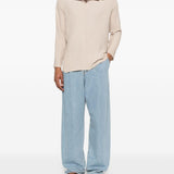Polo a maniche lunghe in beige Gongdid design - uomo 