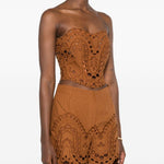 Top senza spalline ricamato KAI in marrone Charo ruiz ibiza 1989 - donna 