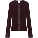 Cardigan con bottoni e logo in borgogna 