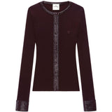 Cardigan con bottoni e logo in borgogna 