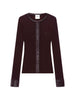 Cardigan con bottoni e logo in borgogna