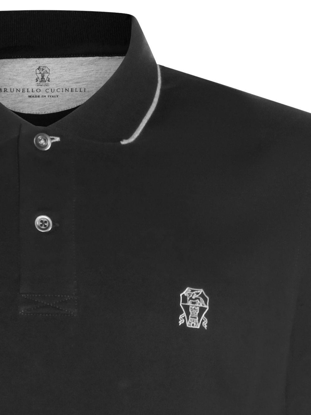 Polo con logo in nero Brunello cucinelli - uomo 