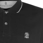 Polo con logo in nero Brunello cucinelli - uomo 