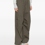Pantaloni con cintura a doppio strato e logo in verde Alexander wang - donna 